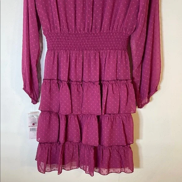 NWT. Nanette Lepore 12 Raspberry Radiance High Neck Long Sleeve Dress. - Picture 12 of 12